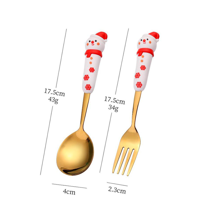 A set of cutlery in the New Year style Polished New Year Set 4 items Golden