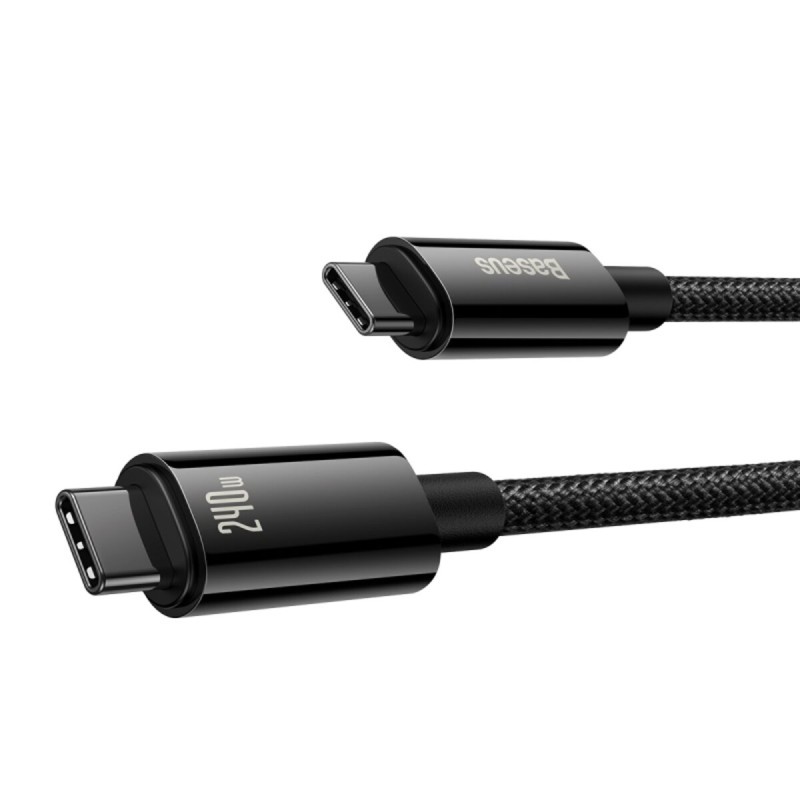 Baseus Tungsten Gold Data Cable 240W, Power Delivery 3.1, 480Mbps, Type-C to Type-C 3m Black (CAWJ040201)