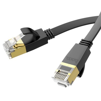 Кабель мережевий Hoco US07 Cat.6 RJ45 Екранований Інтернет кабель (патч-корд, Patch Cable) 1 м Black (6931474780683)