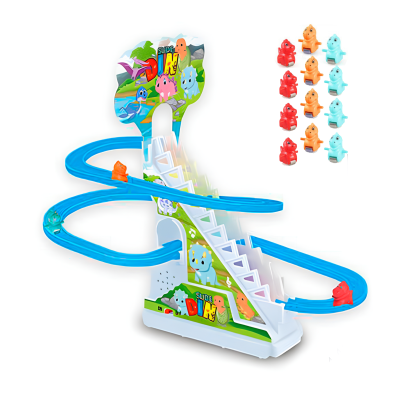 Interactive educational toy for children slide-track Set of funny dinosaurs with lifting mechanism 12 dinosaurs