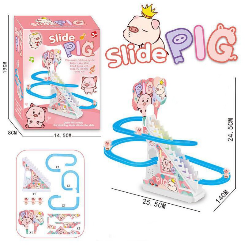 Interactive educational toy for children slide-track Set of cheerful pigs with lifting mechanism 12 pigs