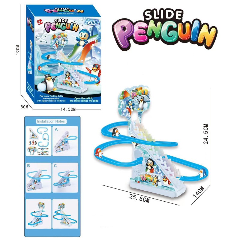 Interactive educational toy for children slide-track Set of funny penguins with lifting mechanism 12 penguins