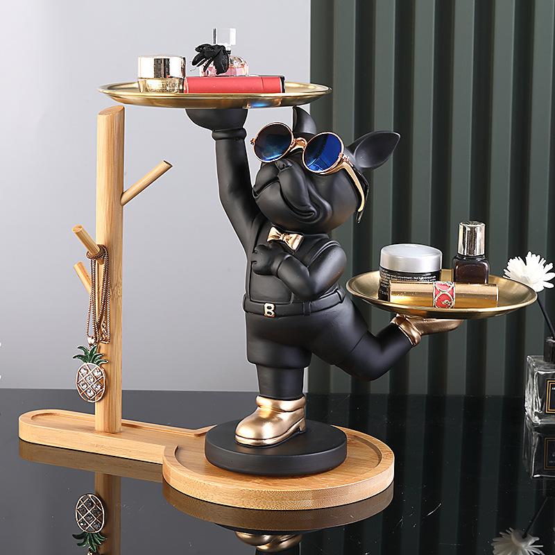 Ключница органайзер для мелочей Бульдог на подставке Черный