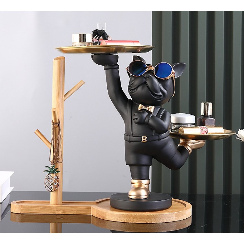 Ключница органайзер для мелочей Бульдог на подставке Черный