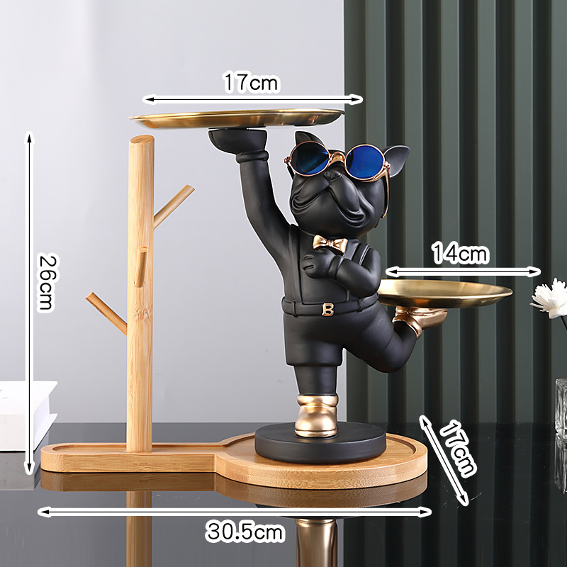 Ключница органайзер для мелочей Бульдог на подставке Черный