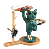 Ключница органайзер для мелочей Бульдог на подставке Зелёная