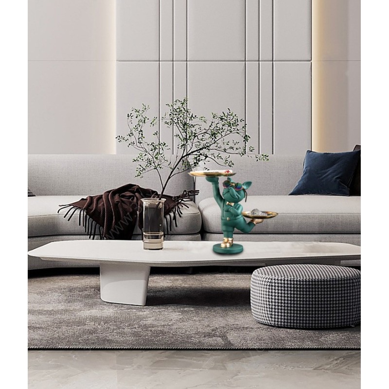 Ключниця органайзер для дрібниць Бульдог на підставці Зелена