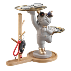 Ключница органайзер для мелочей Бульдог на подставке Светло-серая