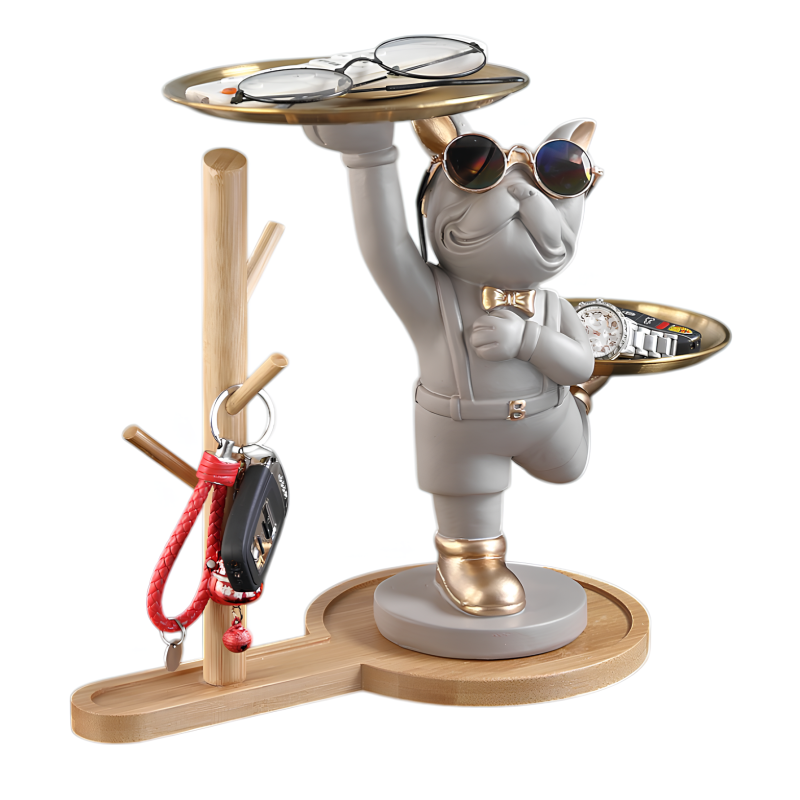 Ключниця органайзер для дрібниць Бульдог на підставці Світло-сіра