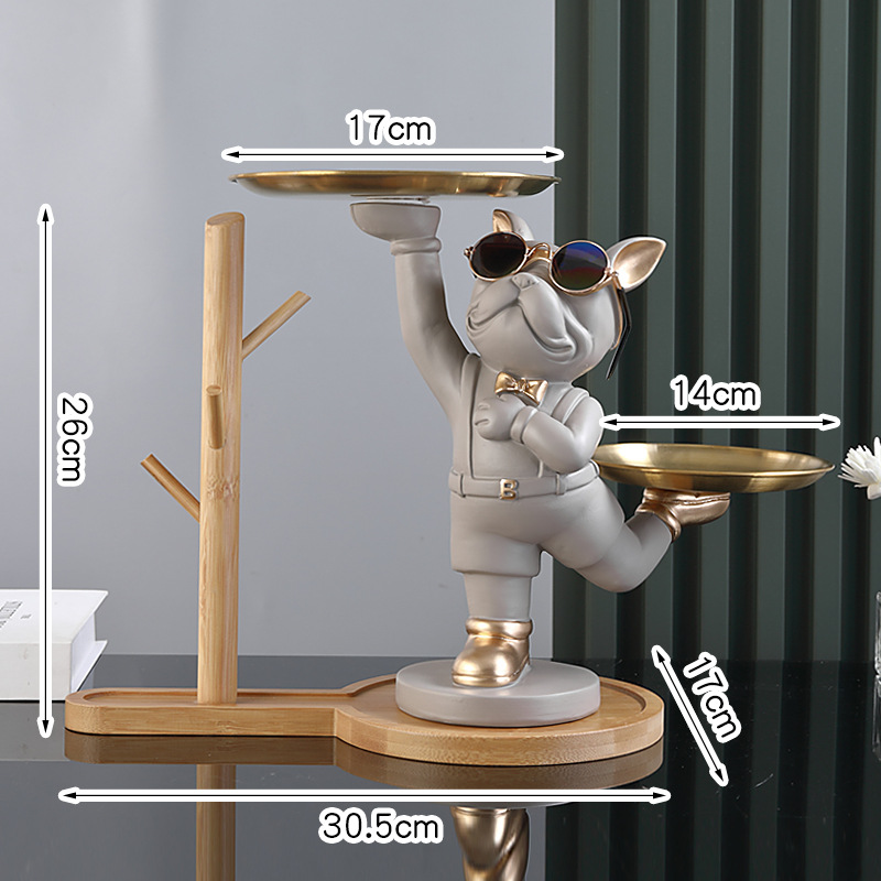 Ключниця органайзер для дрібниць Бульдог на підставці Світло-сіра