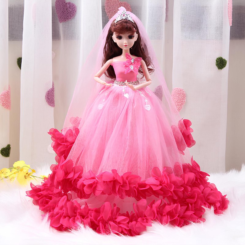 Barbie doll in red dress and gift box 45 cm