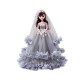 Barbie doll in a gray dress and gift box 45 cm