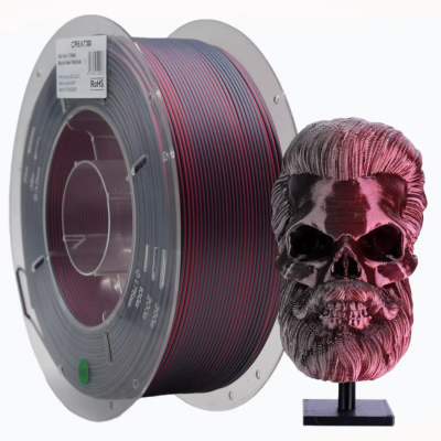 PLA Filament (пластик) для 3D принтера Creat3D Silk 1кг, 1.75мм, Черный + Красный