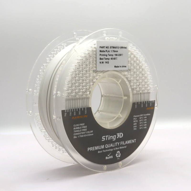 PLA Filament (пластик) для 3D принтера STing3D Matte 1кг, 1.75мм, Белый