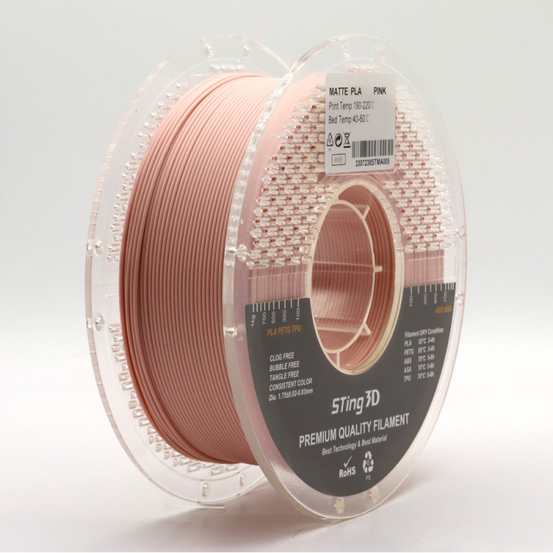 PLA Filament (пластик) для 3D принтера STing3D Matte 1кг, 1.75мм, Розовый