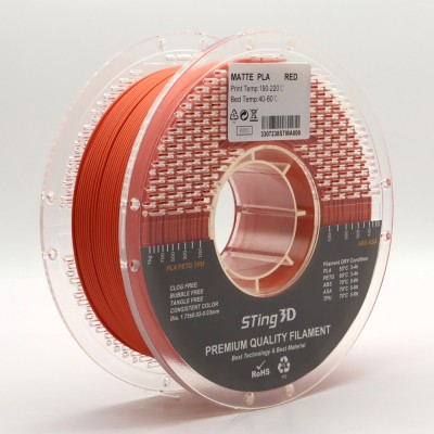 PLA Filament (пластик) для 3D принтера STing3D Matte 1кг, 1.75мм, Красный