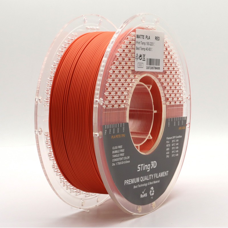 PLA Filament (пластик) для 3D принтера STing3D Matte 1кг, 1.75мм, Червоний