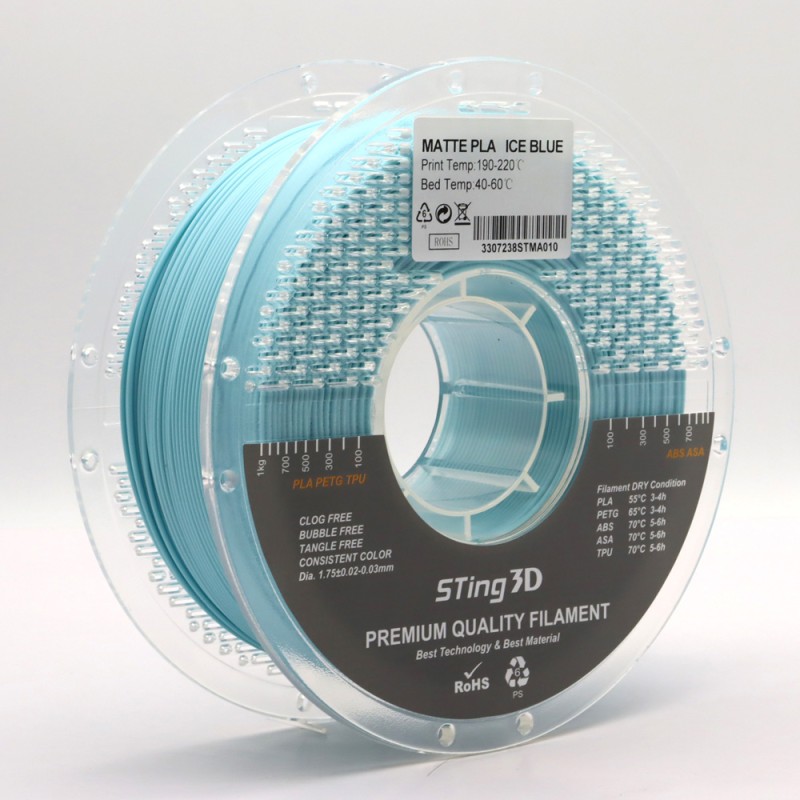 PLA Filament (пластик) для 3D принтера STing3D Matte 1кг, 1.75мм, Блакитний