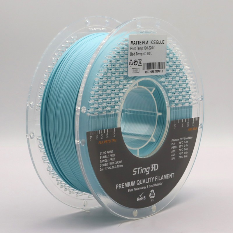 PLA Filament (пластик) для 3D принтера STing3D Matte 1кг, 1.75мм, Блакитний