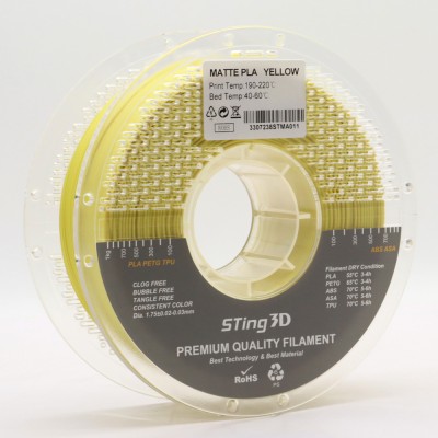PLA Filament (пластик) для 3D принтера STing3D Matte 1кг, 1.75мм, Жовтий