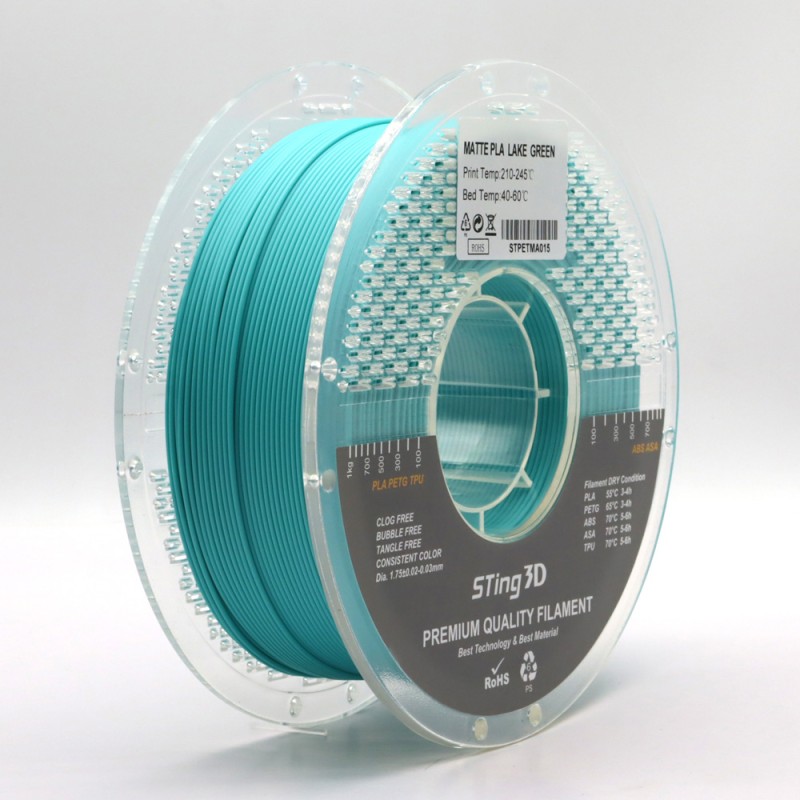 PLA Filament (plastic) for 3D printer STing3D Matte 1kg, 1.75mm, Turquoise