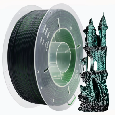 PLA Filament (plastic) for 3D printer Creat3D Silk 1kg, 1.75mm, Black + Green
