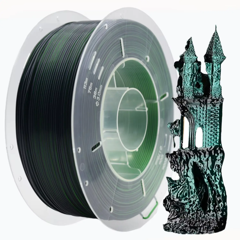 PLA Filament (plastic) for 3D printer Creat3D Silk 1kg, 1.75mm, Black + Green