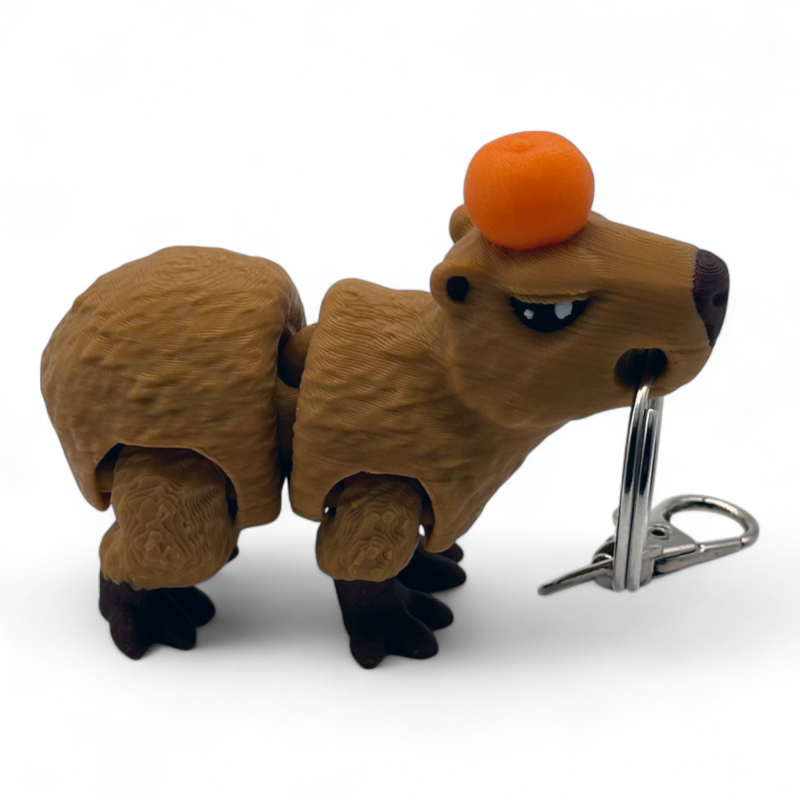 Capybara Keychain Toy with Orange [FDM Printing]