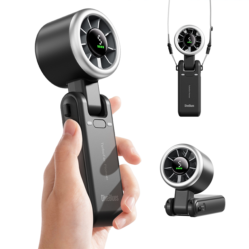 Handheld fan with battery and display Diveblues Turbo Fan Dark gray (N607D-GY)