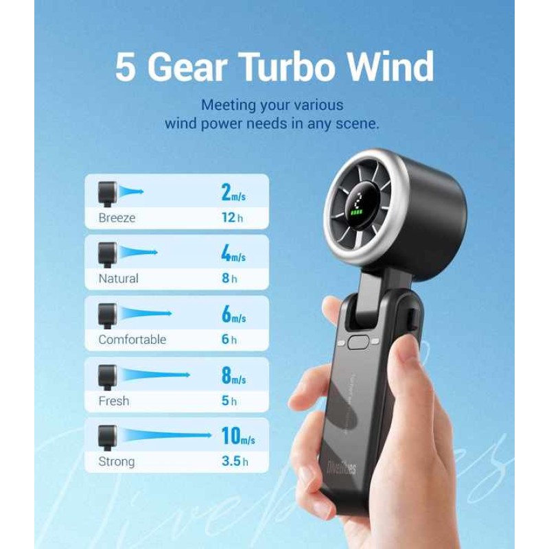 Handheld fan with battery and display Diveblues Turbo Fan Dark gray (N607D-GY)