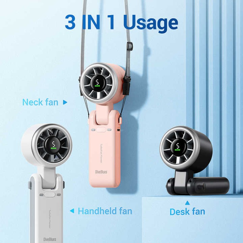 Handheld fan with battery and display Diveblues Turbo Fan Dark gray (N607D-GY)