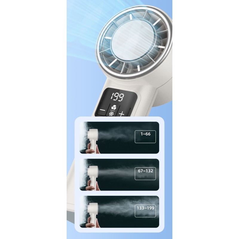 Handheld fan with battery and display OG Handheld High-Speed Fan F1 (with cooling) White