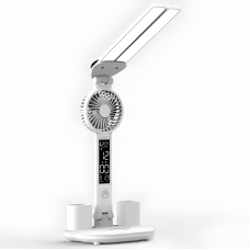 Светодиодная настольная лампа Yikang с часами, термометром, вентилятором и регулировкой цвета света