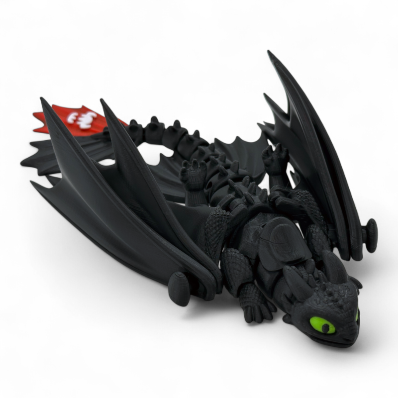 Іграшка Беззубик Toothless з фільму “Як приборкати дракона”, 200 мм, 3D-друк FDM, чорний