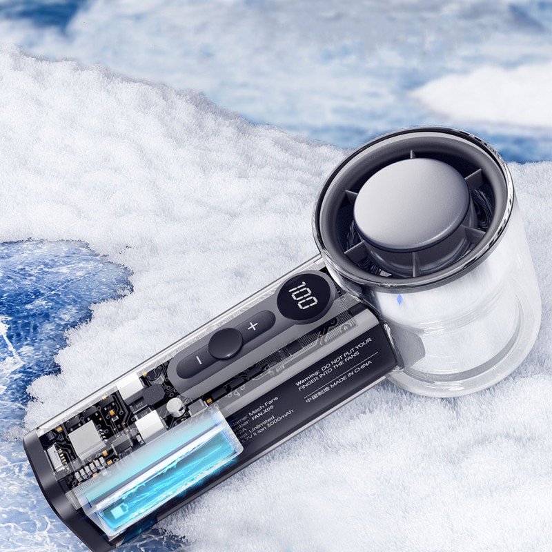 Вентилятор ручний з акумулятором та дисплеєм в прозорому корпусі OG High-Speed Cooling Fan X05 (з охолодженням) Чорний