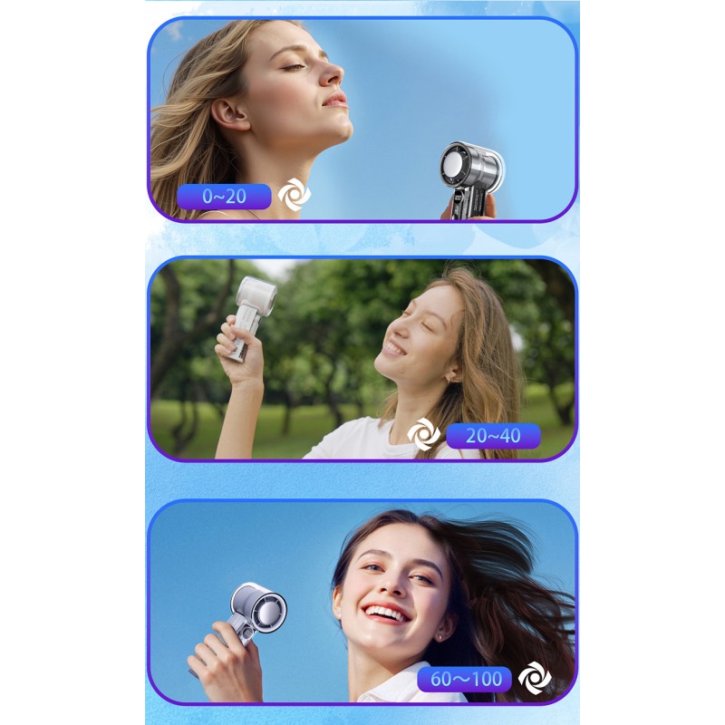 Вентилятор ручний з акумулятором та дисплеєм в прозорому корпусі OG High-Speed Cooling Fan X05 (з охолодженням) Чорний