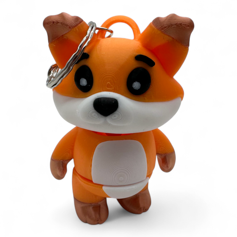 Keychain toy Fox 3D printing, PLA, stylish accessory for keys