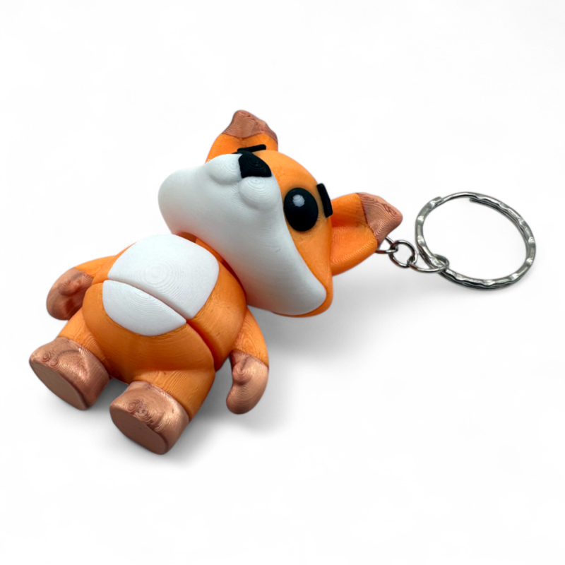 Keychain toy Fox 3D printing, PLA, stylish accessory for keys