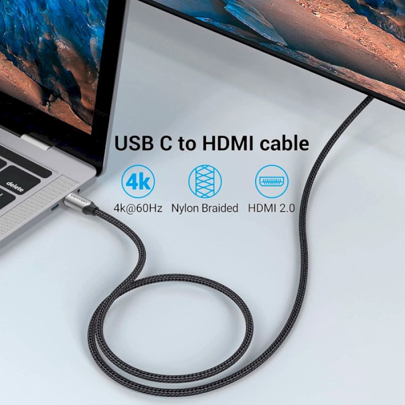 Vention USB-C to HDMI cable 1.5 m, 4K@60Hz, HDCP 2.2 (CRBBG)