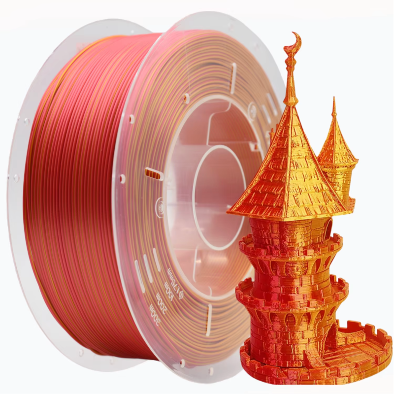 PLA Filament (plastic) for 3D printer Creat3D Silk 1kg, 1.75mm, Gold + Red