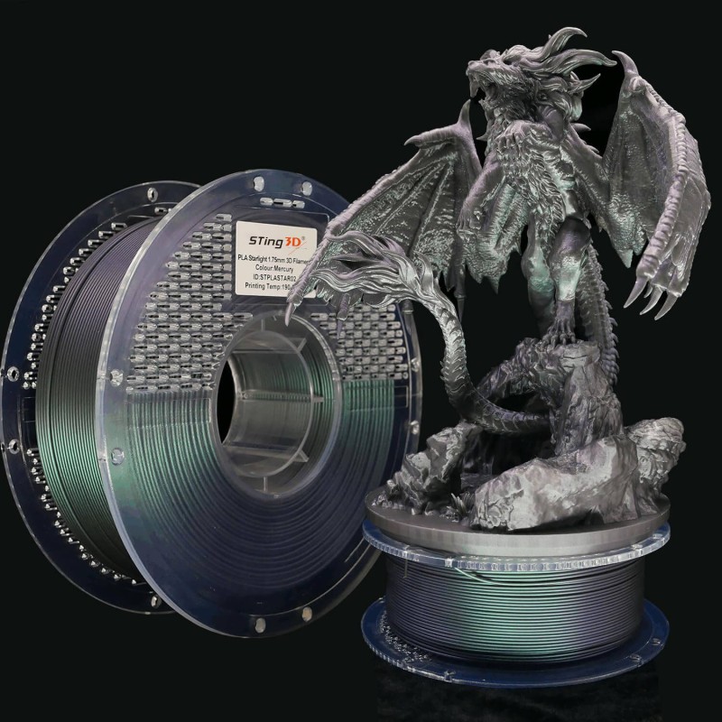 PLA Filament (пластик) для 3D принтера STing3D Starlight 1кг, 1.75мм, Mercury