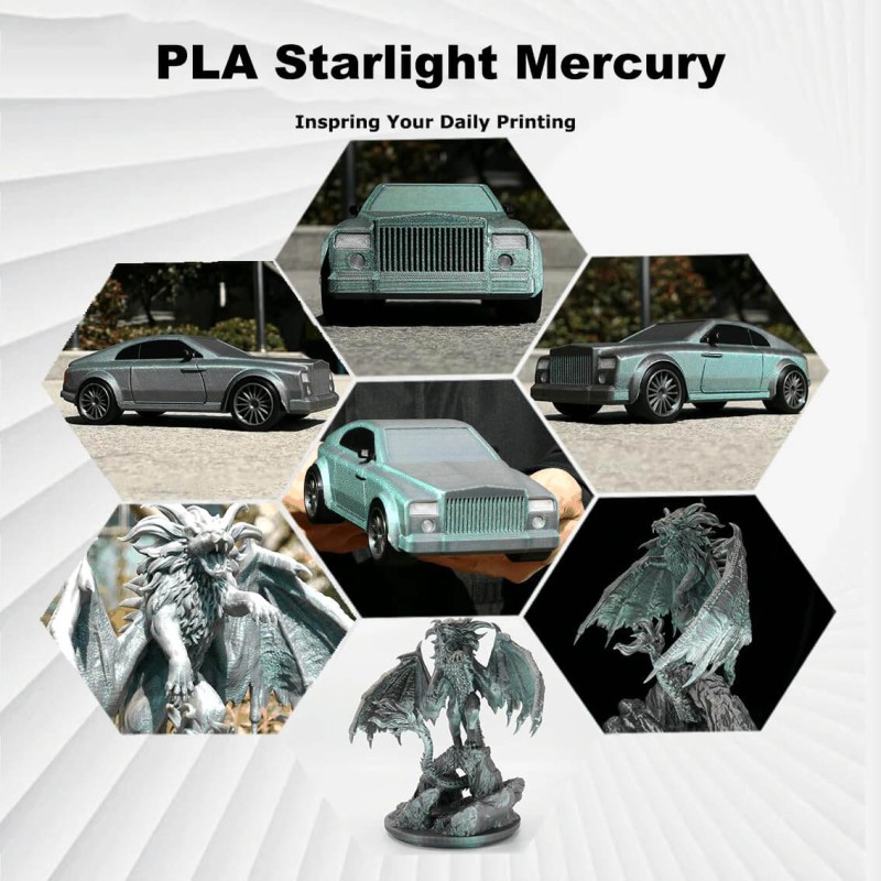 PLA Filament (пластик) для 3D принтера STing3D Starlight 1кг, 1.75мм, Mercury