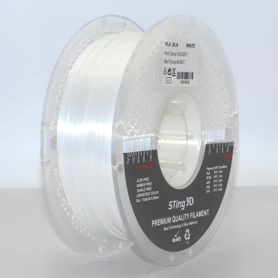 PLA Filament (пластик) для 3D принтера STing3D Silk 1кг, 1.75мм, Белый