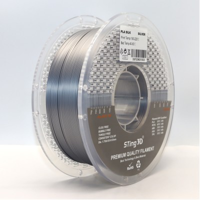 PLA Filament (пластик) для 3D принтера STing3D Silk 1кг, 1.75мм, Серебряный