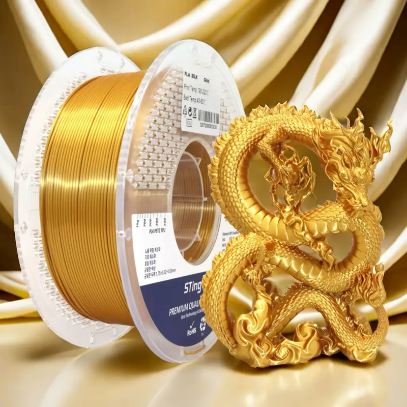 PLA Filament (пластик) для 3D принтера STing3D Silk 1кг, 1.75мм, Золотой