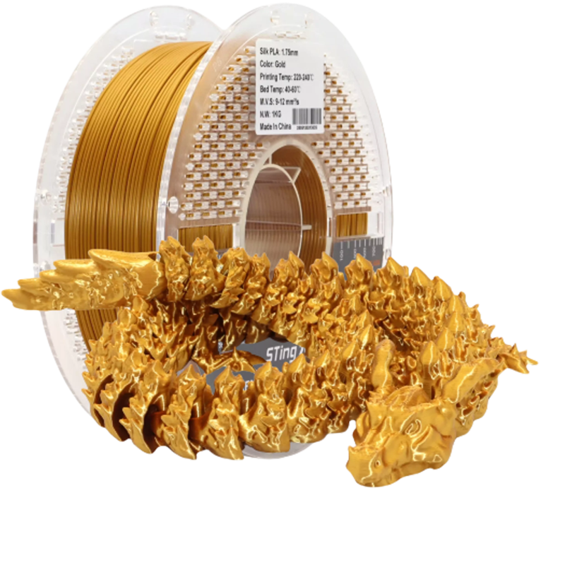 PLA Filament (пластик) для 3D принтера STing3D Silk 1кг, 1.75мм, Золотой