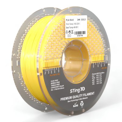 PLA Filament (пластик) для 3D принтера STing3D Silk 1кг, 1.75мм, Золотой 24К