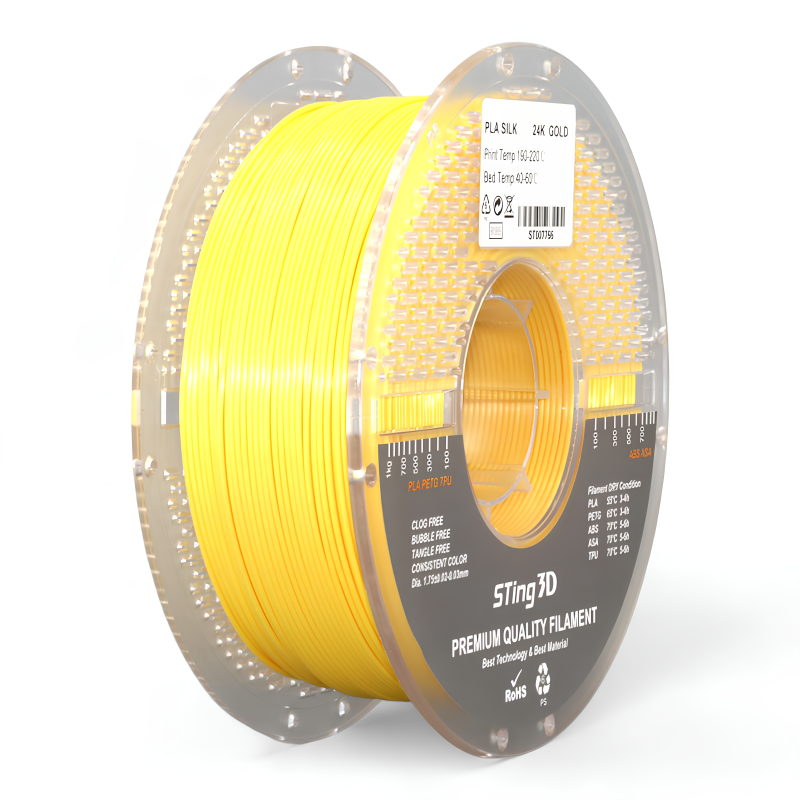 PLA Filament (пластик) для 3D принтера STing3D Silk 1кг, 1.75мм, Золотой 24К