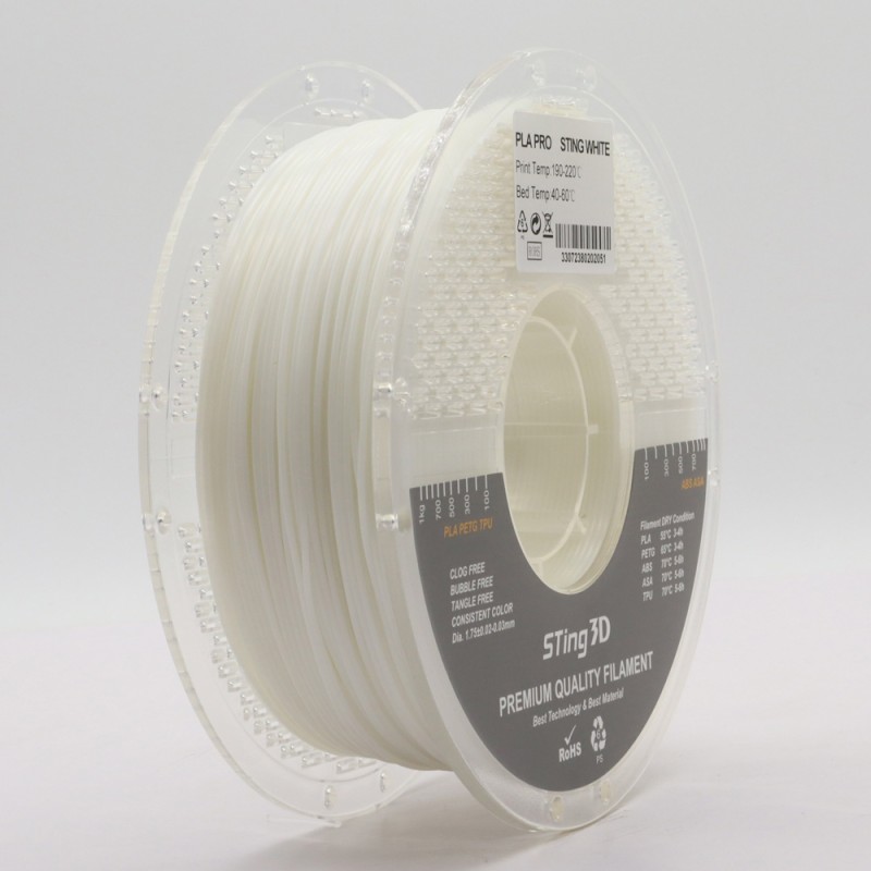 PLA Filament (пластик) для 3D принтера STing3D PLA PRO 1кг, 1.75мм, Sting White