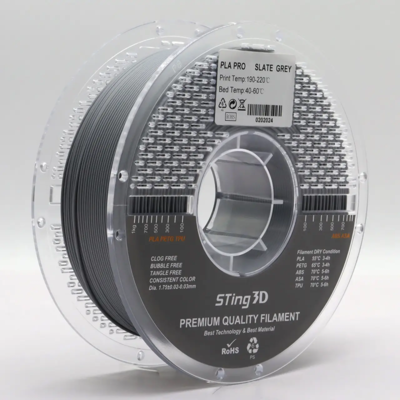 PLA Filament (пластик) для 3D принтера STing3D PLA PRO 1кг, 1.75мм, Сланцево-сірий Slate Grey